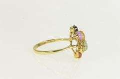 14K Yellow Gold Retro Syn. Star Sapphire Jade Cluster Ring