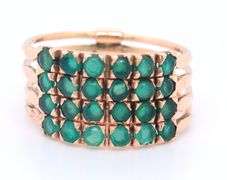 Lovely Yellow Gold Emerald Four Row Band