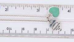 Tiffany & Co Mini Enamel Blue Double Heart Pendant on Chain