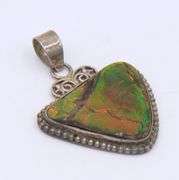 Group Lot of 6 Art Deco 925 Sterling Silver Gemstone Pendants