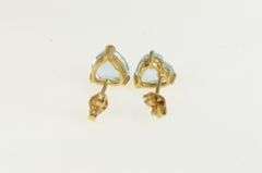 14K Yellow Gold Blue Topaz Trillion Solitaire Vintage Stud Earrings
