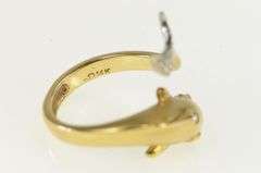 14K Yellow Gold Diamond Emerald Dolphin Wrap Statement Ring