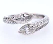 0.90ctw Marquise and Round Diamond Bypass Ring in 18K