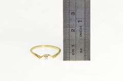 14K Yellow Gold Diamond Chevron Vintage Simple Solitaire Ring