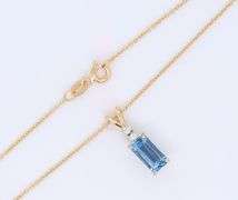 Attractive Yellow Gold Aquamarine and Diamond Pendant on Chain