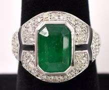 Fantastic Emerald and Diamond Ring in 14K White Gold