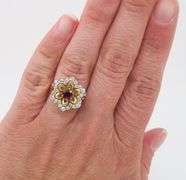 18k Diamond & Ruby Flower Ring