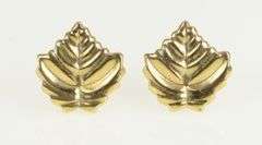 14K Yellow Gold Maple Leaf Nature Motif Vintage Stud Earrings