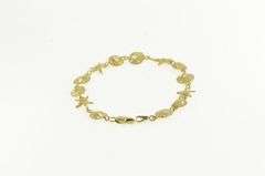 14K Yellow Gold Sea Shell Ocean Motif Sand Dollar Scallop Bracelet