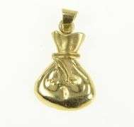 14K Yellow Gold Money Bag Cash Big Bucks Bank Sack Charm/Pendant