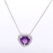Gorgeous White Gold Amethyst and Diamond accent Pendant on Chain Necklace