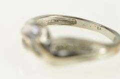 10K White Gold Wavy Criss Cross Vintage Statement Ring