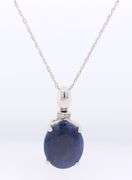 Fantastic White Gold Blue Sapphire Pendant on Chain Necklace