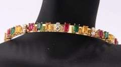 Wonderful Yellow Gold Multi Color Cubic Zirconia Collar