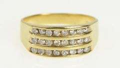 10K Yellow Gold Tiered Diamond Channel Wide Statement Band Ring
