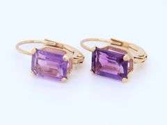 10KT Yellow Gold Amethyst Earrings