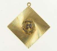 14K Yellow Gold 1960's Enamel US Navy 20 Years Service Charm/Pendant