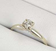 14K White Gold 1940's 0.23 Ct Diamond Solitaire Engagement Ring