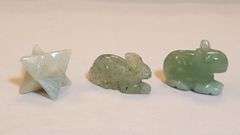 Natural Aquamarine 3 Piece Hand Carved Figurines