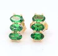 Pair of Yellow Gold Emerald Earrings
