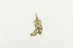 14K Yellow Gold Filigree Cowboy Boot Western Motif Charm/Pendant