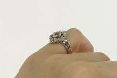 14K White Gold Pink Sapphire Diamond Ornate Filigree Ring