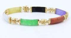 Multi Color Jade Bracelet with Gold Plated