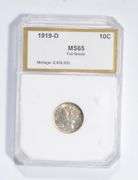 MS65 1919-D Mercury Silver Dime - Full Bands - Graded PCI