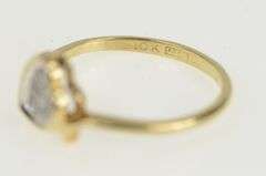 10K Yellow Gold 1950's Diamond Pave Heart Ornate Bypass Ring