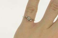 14K White Gold 0.16 Ct Diamond Solitaire Bypass Engagement Ring