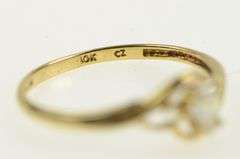 10K Yellow Gold Pear Cubic Zirconia Solitaire Vintage Statement Ring