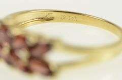 14K Yellow Gold Marquise Garnet Vintage Statement Vine Band Ring