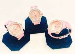 GROUP LOT OF 3x FANCY PINK GENEVA & GEMSTONE WATCHES- BRAND NEW!  40MM CASE. WATERPROOF