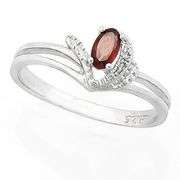 1/3 CT GARNET STERLING SILVER RING