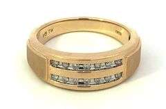 10K Yellow Gold 0.20 Ctw Diamond Men's Wedding Band Ring