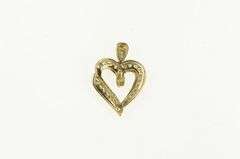 10K Yellow Gold Curvy Diamond Heart Love Symbol Vintage Pendant