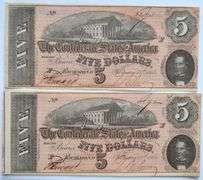 2 Consecutive CH CU $5 CSA Feb 17 1864 Series Notes.