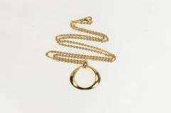 18K Yellow Gold Omega Designer Circle Pendant Chain Necklace