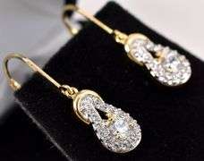 Vermeil CZ Dangle Earrings In Sterling Silver