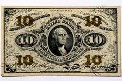 GEM Unc 10 Cent Washington Fractional Currency Note.