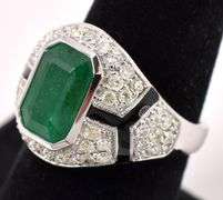 Fantastic Emerald and Diamond Ring in 14K White Gold