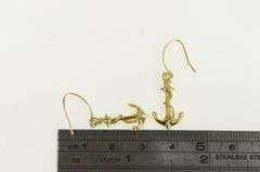 14K Yellow Gold 3D Anchor Nautical Hope Faith Symbol Dangle Earrings
