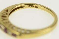 10K Yellow Gold I Love You Ruby Diamond Wedding Band Ring