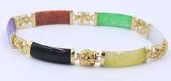 Multi Color Jade Bracelet with Gold Plated