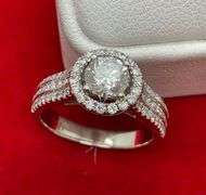 CERTIFIED BRAND NEW 18K WHITE GOLD DIAMOND HALO SETTING RING