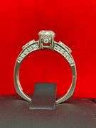 CERTIFIED 14K WHITE GOLD DIAMOND AND PINK SAPPHIRE RING