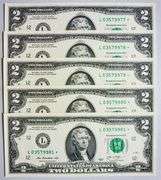 (5) Superb Crisp 2013 $2 Star Replacement Notes San Francisco-Consecutive!