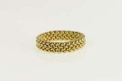14K Yellow Gold Mesh Chain Vintage Unique Statement Band Ring