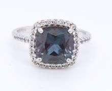 925 Sterling Silver Cushion Cut Purple Spinel Ring