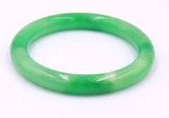 Lot of 3 Green Jade Carved Lucky Bangles